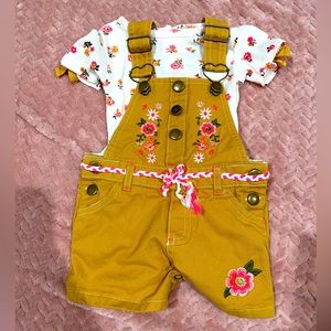Super cute overall outfit for baby girl size 6-9 months.